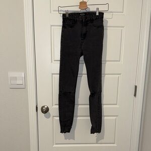 zara black knee rip skinny jeans
